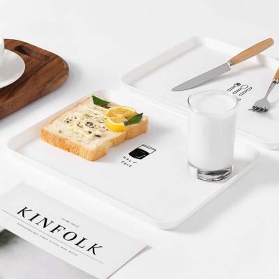 China Simple Rectangular Home Breakfast Stocked Small Tray Plastic Dinner Plate Free Sample Sets for sale