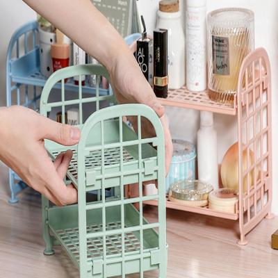 China Double Shelf Bathroom Shelf 2 Tier Basket Living Room Organizer Shelves Organizer Desktop Storage Rack Viable for sale