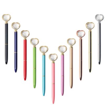 China Pen Newest Promotional Design Promotional Pens With Diamonds On Top Crystal Pen Logo Love Heart Shape Custom Ballpoint Pen for sale