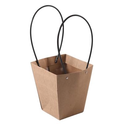 China Super Luxury Recycled Brown Kraft Paper Bags Material Supplier With Handle Logo Waterproof Custom Flower Paper Bag Rope for sale