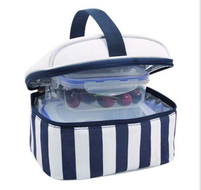 China Picnic New Striped Outdoor Portable Picnic Bag Thermal Insulation Ice Bag Double Lunch Bag for sale