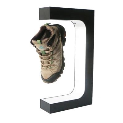 China Acrylic Ready To Ship Acrylic Levitating Sneaker Stand Led 360 Degree Rotation Magnetic Floating Shoe Display for sale