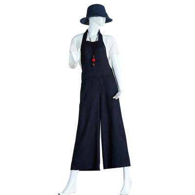 China Casual Navy Mesh Jumpsuit Rompers For Women Anti-wrinkle Fashion Style Pocket Suspenders High Waist Soft for sale