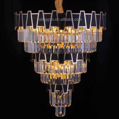 China Modern Light luxury luxury duplex building crystal chandelier Villa Hollow living room after the modern staircase lamp for sale