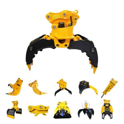 China Cultivate Hydraulic Log Grapple Demolition Tri Grapple Hydraulic Excavator 360 Rotation for sale