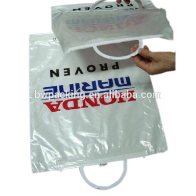 China Rigid Barrier Buckle Snap Click Up Plastic Hard Handle Bag LDPE Shopping for sale