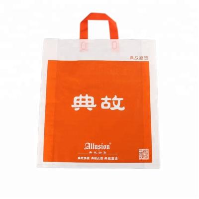 China Large Recyclable Wholesale Pink Loop Handle Plastic Bag for sale