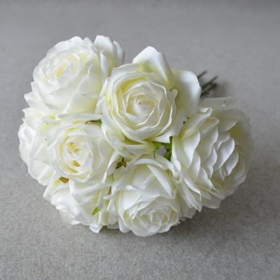 China High quality bouquet of 7 heads new design realistic artificial rose flowers for wedding decoration, event decoration for sale