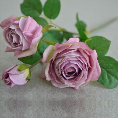 China Delicate High Simulation Artificial Flower Rose 19 Inch 3 Heads Rose For Home Decoration , Event Decoration for sale