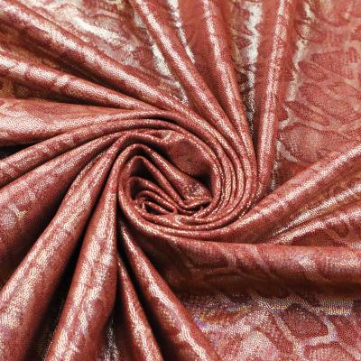 China 260g snake printed sportswear printed wicking fabric stretch foil elastic red-brown moisture print customized for sale