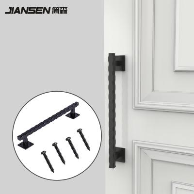 China New Modern Antique Wave Type Steel Black Pull Handle For Wooden Barn Door for sale