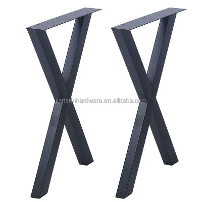 China Modern Heavy Duty Cast Iron Black Tube Trapezoid Table Legs Coffee Table Legs Industrial Metal Dining Table Legs for sale