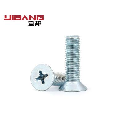 China Flat Blue Galvanized Carbon Steel DIN965 Phillips Csk Head Machine Screws Manufacturers for sale