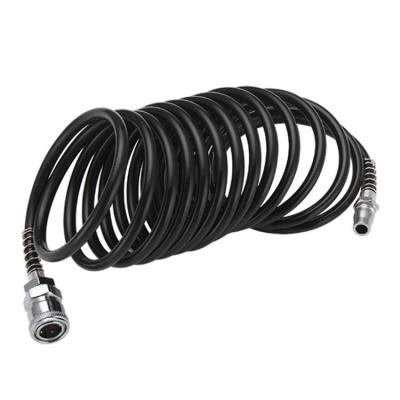 China PU+PE 5mm x 8mm Coiled Air Hoses Tubing Polyurethane Material MNPT Recoil Spring PU Air Compressor Hose for sale