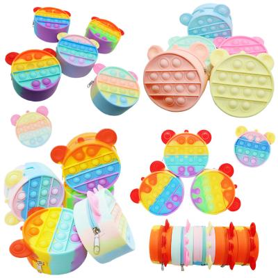 China Portable Interesting Silicone Coin Purse Sensory Fingertips Squeeze Messenger Bag Bubble Key Chain for sale