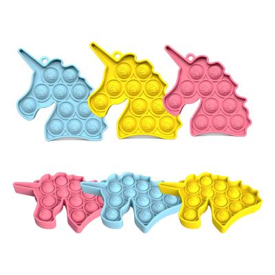 China Cute Mini Unicorn Keychains Silicone Keychains Noise Push Fingertip Press Release Key Chain Portable/Eco-Friendly/Waterproof Bubble Wholesale for sale