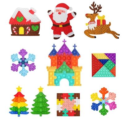 China Portable Silicone Pushing Sound Bubbles Christmas Gift Sensory Splicing Puzzle Toys Children Educational Kids Stirring Toys Set for sale