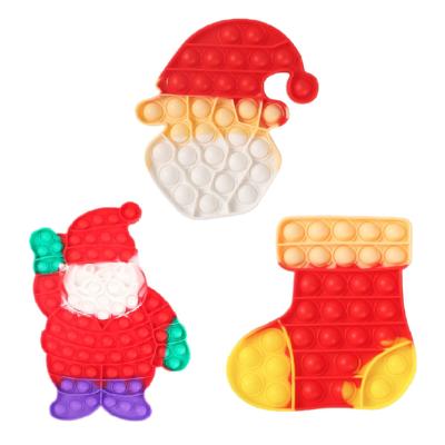 China Popular Silicone Toys Christmas Squeeze Decompression Push Bubble Sensory Fingertips Squeeze Sticky Person Pack for sale