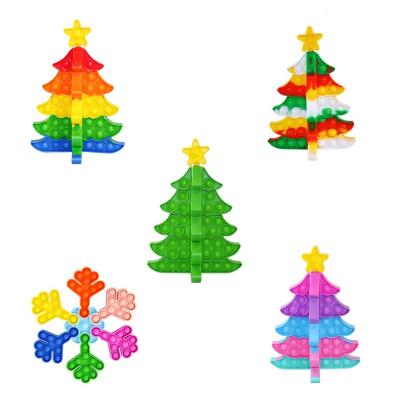 China 2021 Portable Jigsaw Puzzle 3D Children Christmas Tree Snowflake Toys Silicone Educational Push / Eco-friendly Toys Pop Bubbles Educational Kids Toys for sale