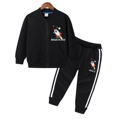 China Office OEM kids boys cartoon zipper baseball casual jacket outwear casual boys clothing set fall for sale