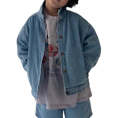 China Color Fade Proof Ready to Board Autumn Unisex Boys Girls Kids Oversized Lapel Denim Jacket Coats Casual Vintage for sale