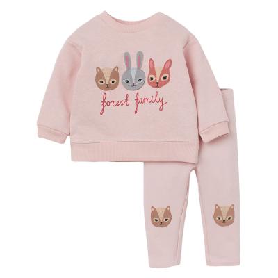 China Breathable Girl Long Sleeve Shirt And Pants Set 2 Pcs Bunny Printed Pullover Sweatshirt Fall Kids Girls Clothing Set for sale