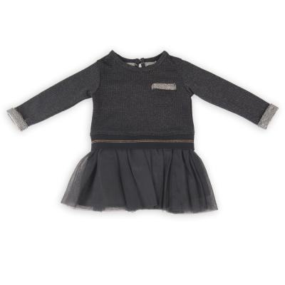 China Office Automation Anti-Static Soft Cotton Long Sleeve Black Dress For Babies for sale