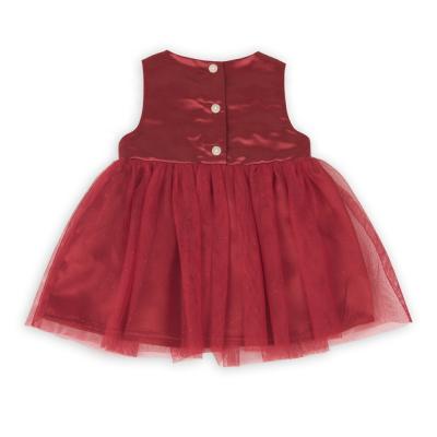 China Anti-wrinkle office party red color dress sleeveless girls dress polyester kids skirt for sale