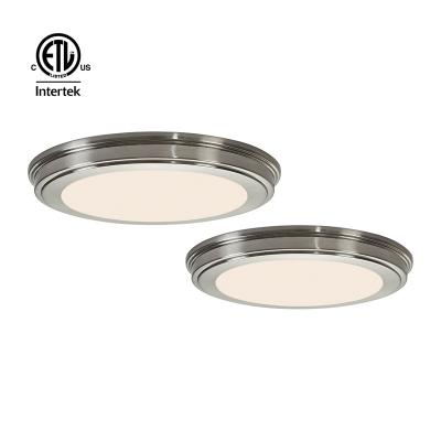 China Hot Selling Surface Mounted 13 Inch Brushed Nickel Beveled LED Light Flush Mount Ceiling Lamps for sale