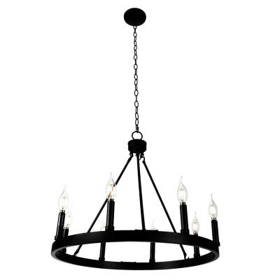 China Modern Hanging Height Adjustable 8 Pendant Lights And Metal With Matte Black Finish Chandelier Lighting Modern Chandelier for sale