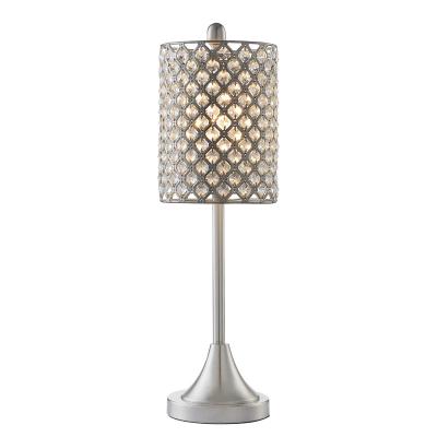 China Modern Metal Shade With Crystal Beads Table Lamp Desk Light Luxury Table Lamp Brushed Nickel Finish for sale