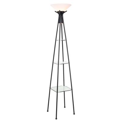 China Mordern Matte Black Finish Steel and Glass 2 Lights Floor Lamp Floor Standing Lights for Bedroom Floor Lighting Fixture Set for sale