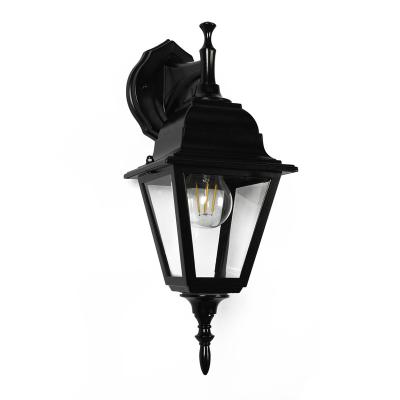 China Outdoor Modern Wall Lamp Castle Lantern Sconce E26 Bulb Black Finish and Glass Shade Outdoor Wall Light for sale