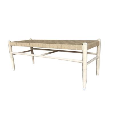 China Paper Modern Home Natural Rope White Oak Weaving Bench for sale