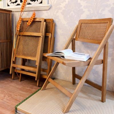 China Excellent Quality Low Price Living Room Minimalist Cane Rattan Wicker Solid Wooden Folding Chair for sale