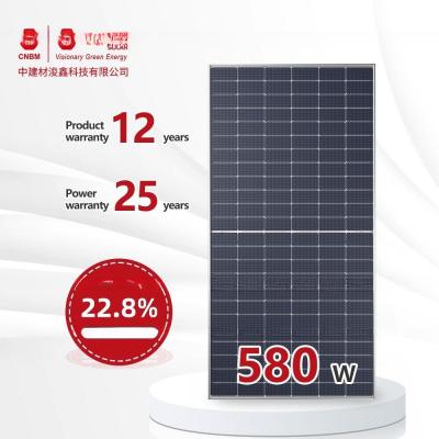 China Panel solar de doble vidrio mono blando con potencia máxima de 580W Módulo solar Topcon en venta