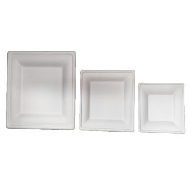 China Disposable Environmental Protection Bleach Or Natural Color 8 Inch Square Cake Plate Dish for sale