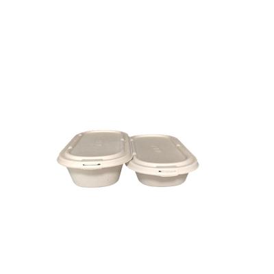 China Supplier Foodservice Eco Biodegradable Compostable Within 90 Day Manufacturer Eco Supplier Foodservice Sugarcane Fiber Pulp Tableware 700ml Oval Box With Paper Lid For Light Food for sale