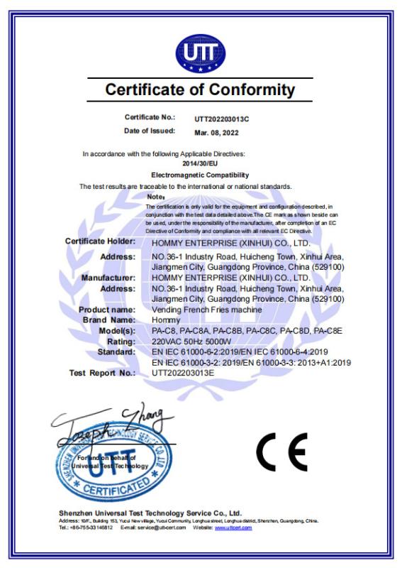 CE - Hommy Enterprise (xinhui) Co., Ltd.