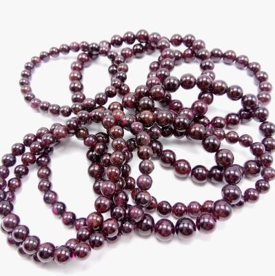 China Polished Beads Strand Garnet 8MM Natural Stone Beads Loose Gemstones For Jewelry Making Natural Gemstone Bracelet for sale