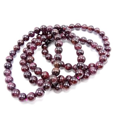 China Polished Beads Strand Garnet 8MM Natural Stone Beads Loose Gemstones For Jewelry Making Natural Gemstone Bracelet for sale