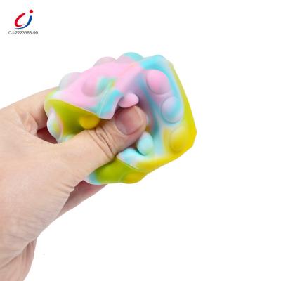 China 3D Decompression Cube Decompression Square Anti Stress Push Compression Bubble Noise Ball Silicone Busty Person Toys Snap Luminous Bubble Ball for sale