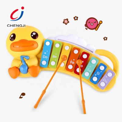 China Cartoon Toy Kids Educational Preschool Musical Learning Juguete Toy Duck Hitting Piano Xylophone Musical Instrument Toys For Children for sale