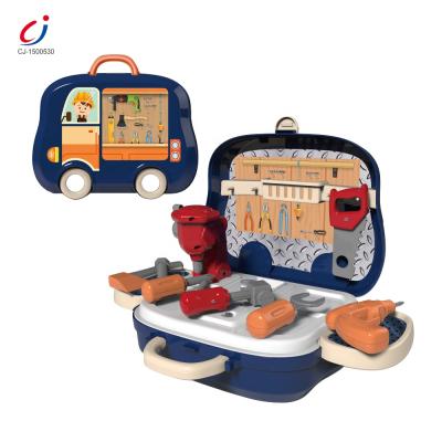 China MODEL TOY Pretend Play Educational Portable Simulation Plastic Construction Tools Toy Set Suitcase Kids Tool Kit Plastic Toys for sale