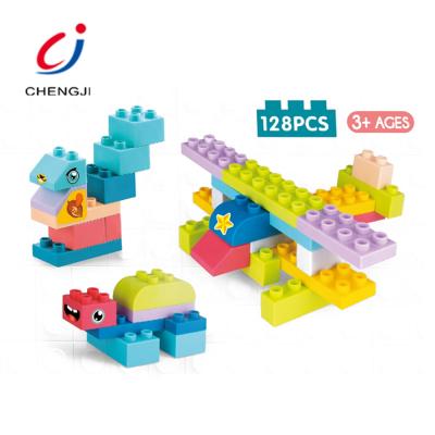 China Building Toy 128PCS Multi Colored Plastic Soft Silicone Building Blocks Brick DIY Soft Rubber Building Blocks for sale