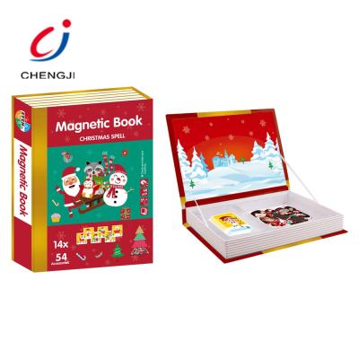 China Cartoon Toy Mainan anak 68PCS Children Learning Magnetic Toy Paper Jigsaw Puzzle Christmas Educational Magnetic Book for sale