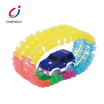 China Toy Creative Toys Plastic Colorful Flexible Slot Race Track, Diy Glow Electric Luminous Race Track for sale