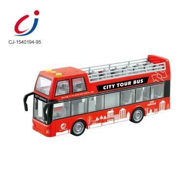 China Rubbing Toy Wholesale Good Quality Sound and Lightweight Plastic Double Decker Bus Toy 1:16 Buses Toys OEM for Kids for sale