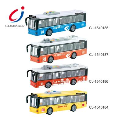 China Toy Hot Sale Kids Gift Friction School Bus Toys with Light and Sound, 1 16 Plastic Inertia Model Buses Cars for sale