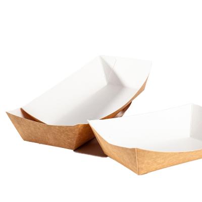 China Custom Biodegradable Hot Selling Good Prices Fast Food Fried Chicken Potato Chips Wrapping Paper Boat Shape Food Trays for sale